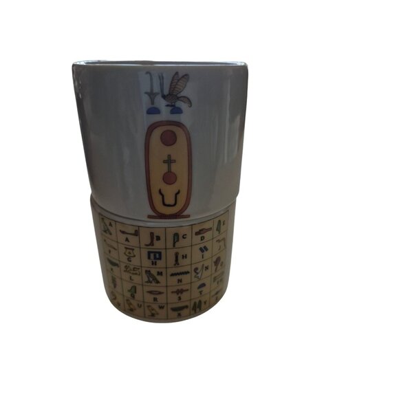 F.M. T. Limoges VTG Collectible Egyptian Revival Mug Cups Porcelain Hieroglyphic - Picture 7 of 8